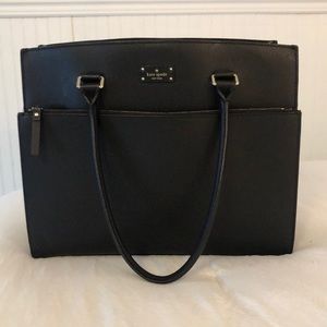 Kate Spade black leather work tote purse